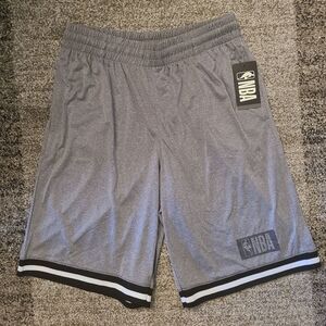 NBA Men's Gray Logo Basketball Shorts Size M Mediu